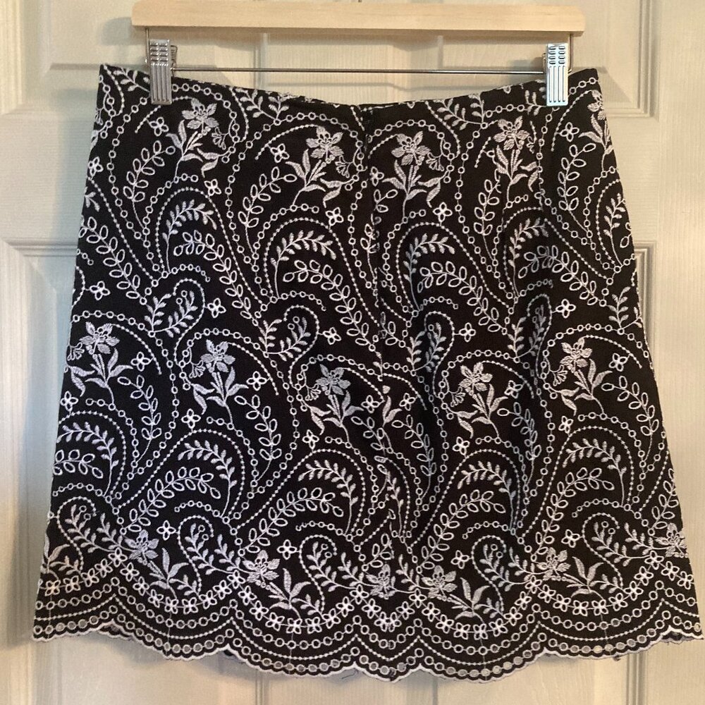 Loft Black & White Lined Skirt - NWT